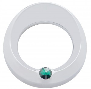 Chrome Peterbilt Speed/Tachometer Gauge Cover W/ Visor & Diamond - Green