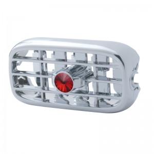 Chrome Plastic 2006+ Peterbilt A/C Vent  W/ Diamond - Red