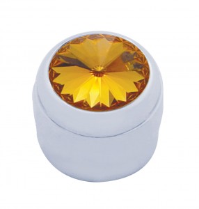 Chrome Plastic Delphi Radio Knob W/ Diamond - Amber