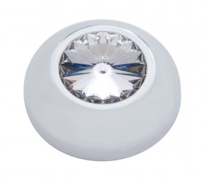 (2/Card) Chrome Plastic 2006+ Peterbilt Knob Cover W/ Diamond - Clear