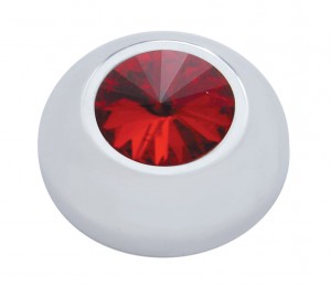 (2/Card) Chrome Plastic 2006+ Peterbilt Knob Cover W/ Diamond - Red