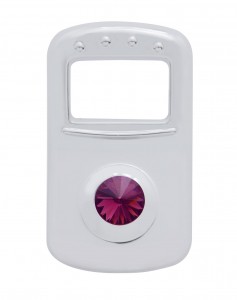 (3/Card) Chrome Plastic Peterbilt Rocker Switch Cover W/ Diamond - Purple