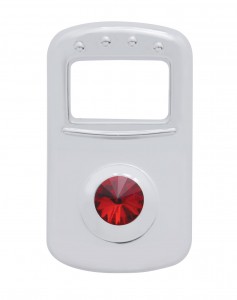 (3/Card) Chrome Plastic Peterbilt Rocker Switch Cover W/ Diamond - Red