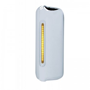 (Skpk) Chrome Pl. Freightliner  Driver Side Mirror Cover W/ 19 Amber Led 12" Reflector Light Bar - Amber Lens