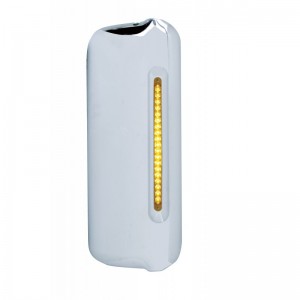 (Skpk) Chrome Pl. Freightliner  Passenger Side Mirror Cover W/ 19 Amber Led 12" Reflector Light Bar - Amber Lens