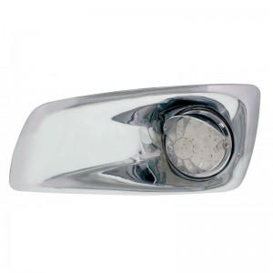 17 Amber Led Kenworth T660 Driver Front Bumper Single Function Watermelon Style Light W/ Visor - Clear Lens