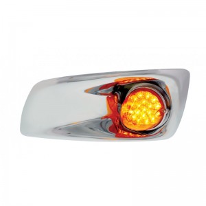19 Amber Led Kenworth T660 Driver Front Bumper Single Function Light W/ Reflector - Amber Lens