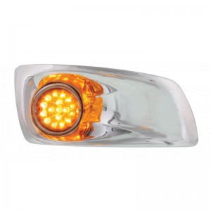 17 Amber Led Kenworth T660 Passenger Front Bumper Dual Function Clear Style Light W/ Reflector - Amber Lens