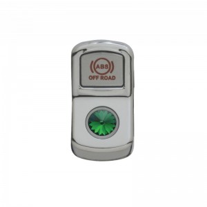 Chrome Plastic "Abs Off Road" Rocker Switch Cover W/ Diamond - Green