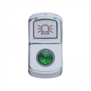 Chrome Plastic "Beacon Light" Rocker Switch Cover W/ Diamond - Green