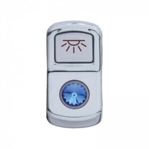 Chrome Plastic "Cab Light" Rocker Switch Cover W/ Diamond - Blue