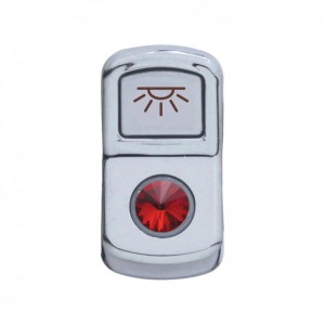 Chrome Plastic "Cab Light" Rocker Switch Cover W/ Diamond - Red