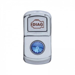 Chrome Plastic "Diagnostic" Rocker Switch Cover W/ Diamond - Blue
