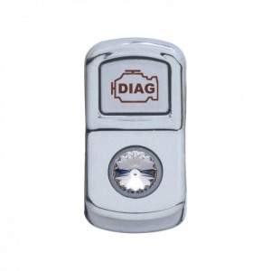 Chrome Plastic "Diagnostic" Rocker Switch Cover W/ Diamond - Clear