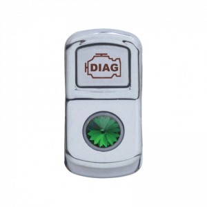 Chrome Plastic "Diagnostic" Rocker Switch Cover W/ Diamond - Green