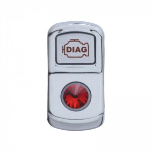 Chrome Plastic "Diagnostic" Rocker Switch Cover W/ Diamond - Red