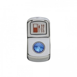 Chrome Plastic "Fuel Heat" Rocker Switch Cover W/ Diamond - Blue