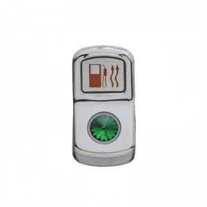 Chrome Plastic "Fuel Heat" Rocker Switch Cover W/ Diamond - Green