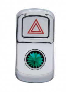 Chrome Plastic "Hazard" Rocker Switch Cover W/ Diamond - Green