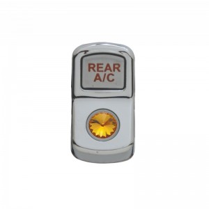 Chrome Plastic "Rear A/C" Rocker Switch Cover W/ Diamond - Amber
