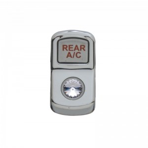 Chrome Plastic "Rear A/C" Rocker Switch Cover W/ Diamond - Clear