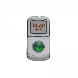 Chrome Plastic "Rear A/C" Rocker Switch Cover W/ Diamond - Green