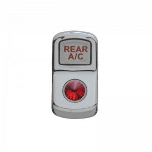 Chrome Plastic "Rear A/C" Rocker Switch Cover W/ Diamond - Red