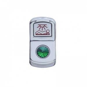 Chrome Plastic "Sleeper Light" Rocker Switch Cover W/ Diamond - Green