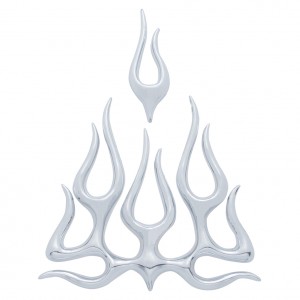 Chrome Plastic Large 2 Pieces Flame Accent