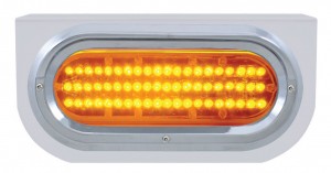 Stainless Steel Light Bracket W/ 60 Amber Led Oval Light W/ Visor - Amber Lens