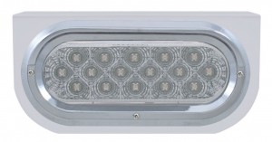 Stainless Steel Light Bracket W/ 16 Amber Led Oval Light W/ Visor - Clear Lens