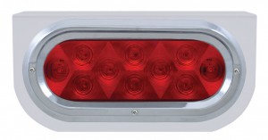 Stainless Steel Light Bracket W/ 10 Red Led Oval Light W/ Visor - Red Lens