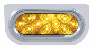 Stainless Steel Light Bracket W/ 10 Amber Led Oval Light W/ Visor - Amber Lens