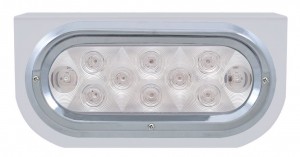 Stainless Steel Light Bracket W/ 10 Amber Led Oval Light W/ Visor - Clear Lens