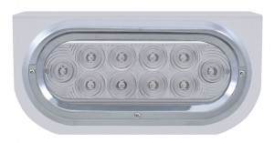 Stainless Steel Light Bracket W/ 10 Red Led Reflector Oval Light W/ Visor - Clear Lens