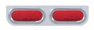 Stainless Steel Light Bracket W/ Two 60 Red Led Oval Light W/ Visor - Red Lens