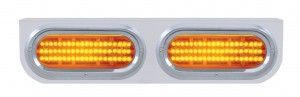 Stainless Steel Light Bracket W/ Two 60 Amber Led Oval Light W/ Visor - Amber Lens