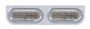Stainless Steel Light Bracket W/ Two 60 Amber Led Oval Light W/ Visor - Clear Lens