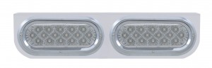Stainless Steel Light Bracket W/ Two 16 Amber Led Oval Light W/ Visor - Clear Lens