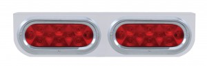Stainless Steel Light Bracket W/ Two 10 Red Led Oval Light W/ Visor - Red Lens