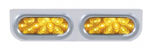Stainless Steel Light Bracket W/ Two 10 Amber Led Oval Light W/ Visor - Amber Lens