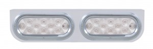 Stainless Steel Light Bracket W/ Two 10 Amber Led Oval Light W/ Visor - Clear Lens