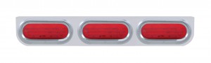 Stainless Steel Light Bracket W/ Three 60 Red Led Oval Light W/ Visor - Red Lens