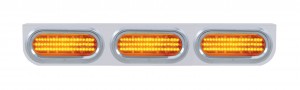 Stainless Steel Light Bracket W/ Three 60 Amber Led Oval Light W/ Visor - Amber Lens