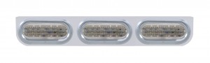Stainless Steel Light Bracket W/ Three 60 Red Led Oval Light W/ Visor - Clear Lens