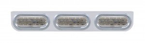 Stainless Steel Light Bracket W/ Three 60 Amber Led Oval Light W/ Visor - Clear Lens
