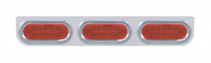 Stainless Steel Light Bracket W/ Three 12 Red Led Oval Light W/ Visor - Red Lens