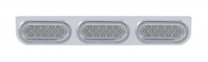 Stainless Steel Light Bracket W/ Three 16 Amber Led Oval Light W/ Visor - Clear Lens