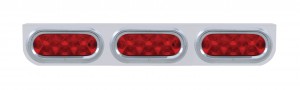 Stainless Steel Light Bracket W/ Three 10 Red Led Oval Light W/ Visor - Red Lens