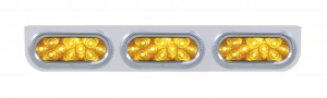 Stainless Steel Light Bracket W/ Three 10 Amber Led Oval Light W/ Visor - Amber Lens